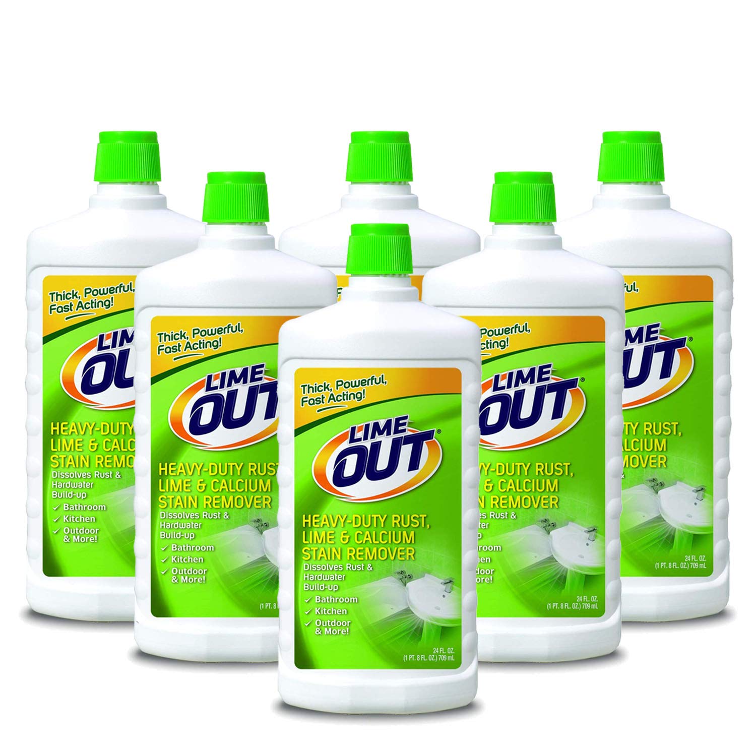 Lime Out Heavy-Duty Rust, Lime, Calcium, Rust Stain Remover, 24 Ounce, Pack of 6