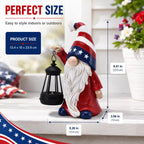 Solar Patriotic Gnome Garden Decor,9.4" Independence Day Garden Statues