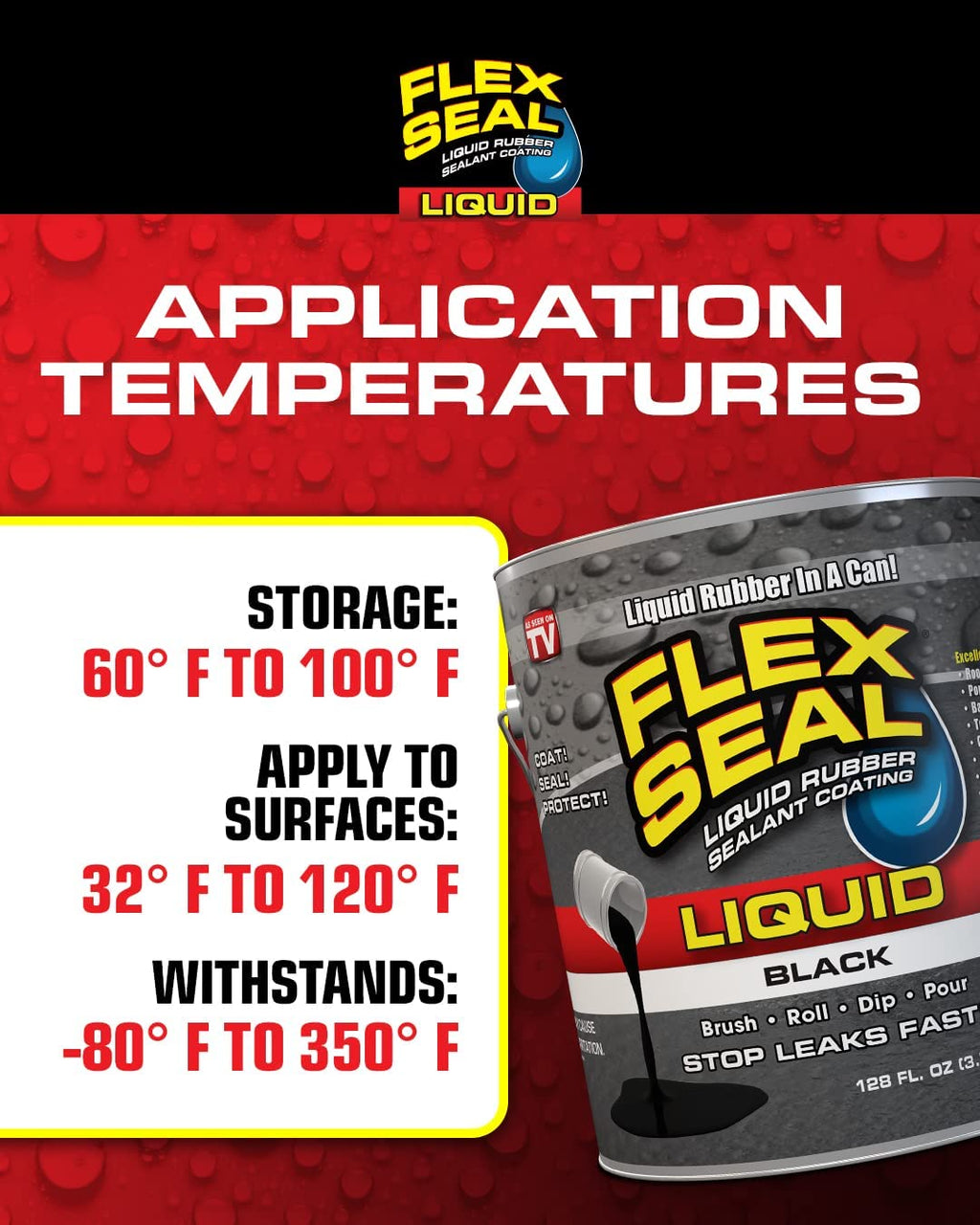 Flex Seal Liquid, Rubber Coating Sealant, Waterproof, Flexible, Breathable, and UV Resistant, Roof Repair, Basements, RV, Campers, Trailers, Marine, EPDM, Masonry, Black, 16 oz