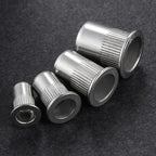 Wensilon 200Pcs Rivet Nut M6 Metric Stainless Steel 304 Finish Flat Head Rivnut Threaded Insert Nut Knurled Body