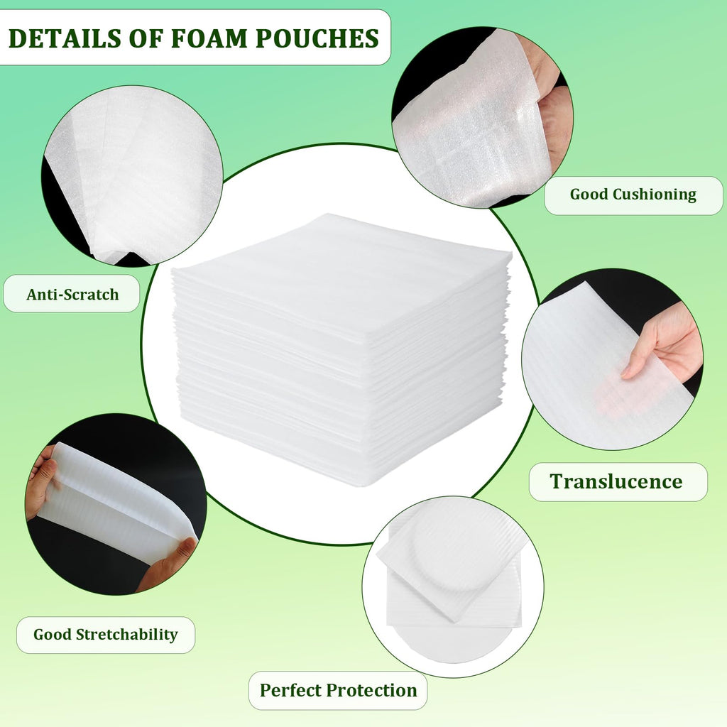 50 Pack 10x12 Inch Foam Pouches, Cushion Foam Wrap Pouches Protect for Fragile Item, Foam Packing Pouches for Mugs,Cups,Glasses,Dishes, Plate Packing Sleeves for Moving, Storage, Packing Supplies