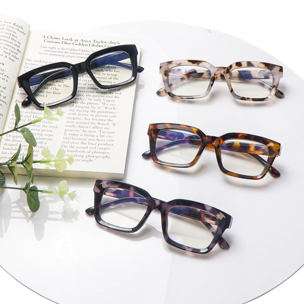 ZONLON 4 Pack Progressive Multifocus Reading Glasses for Women Oprah Style Blue Light Blocking Computer Readers (4 Mix C1, 1.75)