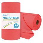 AIDEA Microfiber Cleaning Cloth Roll, 75PK Red, Reusable Paper Towels Tear Away Cloth, Microfiber Towels Washable Shop Rags, Lint Free Cleaning Rags for House, Kitchen, Window, 11.5"×11.5"