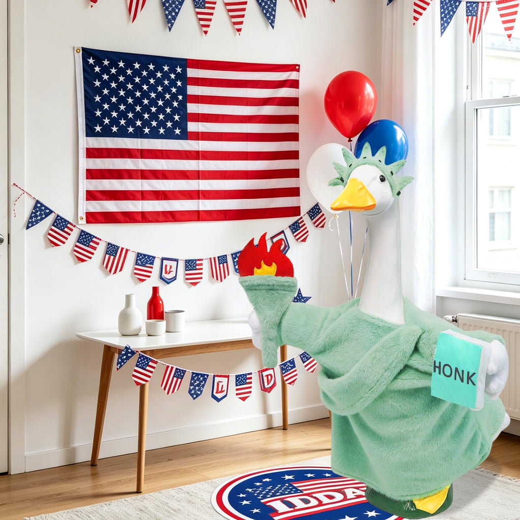 Kanmeii Statue of Liberty Porch Goose Outfit for 23 Inch Lawn Goose Patriotic 4th of July Costume for Cement & Plastic Goose Sculpture, Independence Day Goose Clothes for Garden Patio Yard Decoration