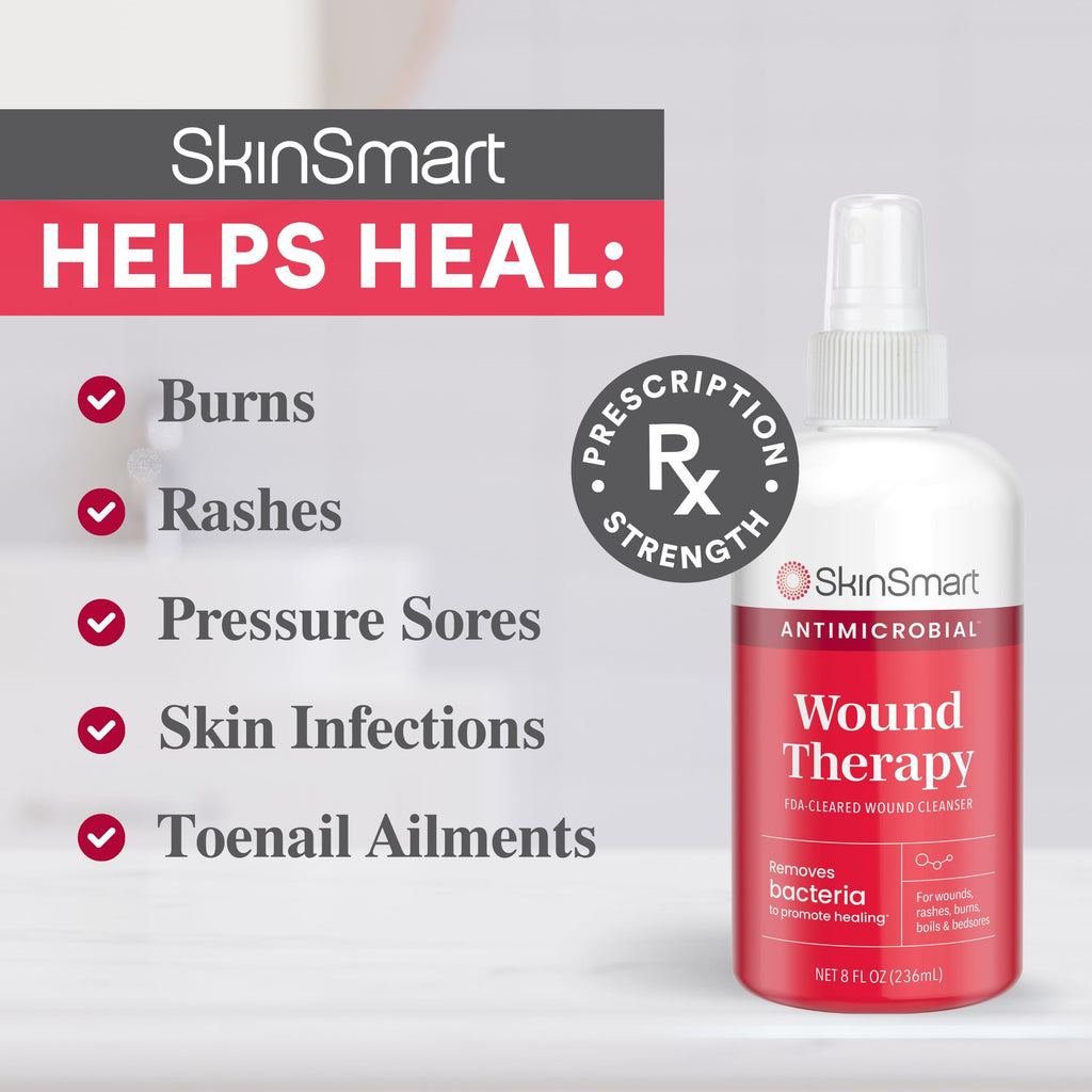 SkinSmart Antimicrobial Wound Therapy, Hypochlorous Acid Safely Removes Bacteria so Wounds Can Heal, 2 Ounce Clear Spray (Pack of 3)