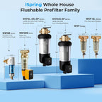iSpring WSP-50 Spin Down Sediment Water Filter, Whole House Reusable Flushable Prefilter for Well Water, 50-Micron, 1" MNPT + 3/4" FNPT, Lead-Free Brass