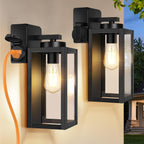 BesLowe 2-Pack Porch Lights Outdoor with UL Certified Outlet, Modern Outdoor Wall Lights Exterior Lighting Fixtures Waterproof, Exterior Wall Sconces Outside Lights for House Front Door Garage, Black