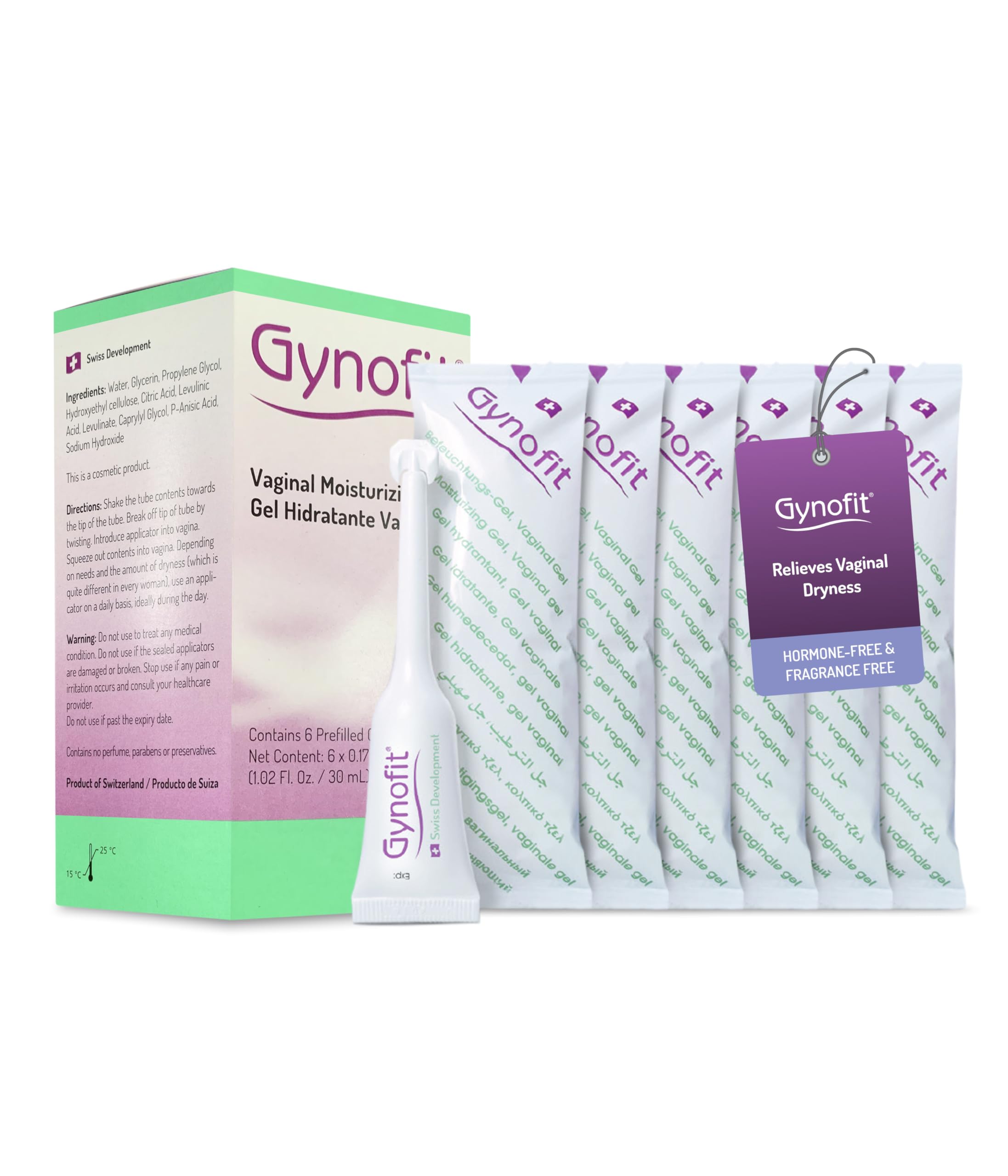 Gynofit Moisturizing Vaginal Gel – Relief from Vaginal Dryness – improving Vaginal Flora for Ease & Comfort – Hygienic Applicator – Hormone & Fragrance Free Vagina Gel (6 Count)