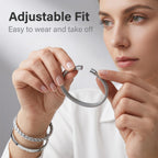 KUDANLONG Silver Cuff Bracelets for Women, Stainless Steel Stackable Bangle