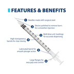 EasyTouch IW U-100 Insulin Syringes (30G 1.0cc 1/2") - 30 ct.