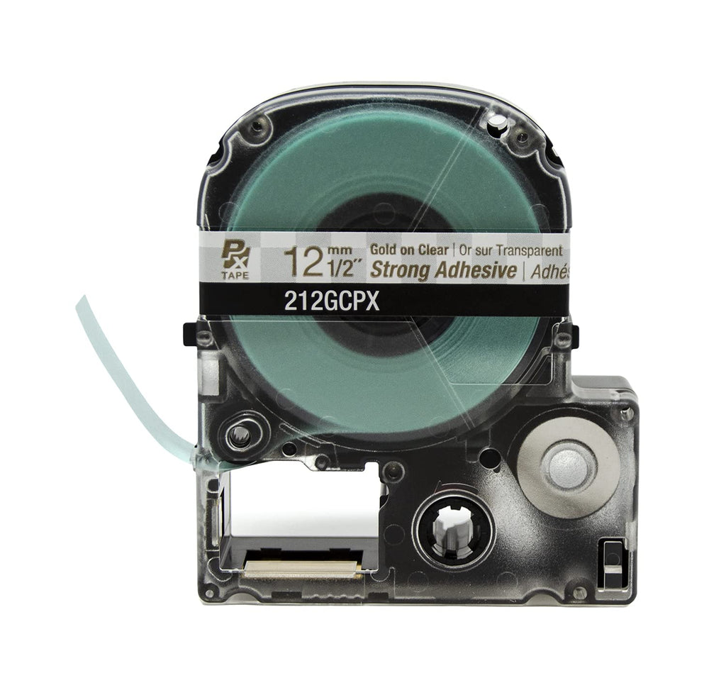 Epson LABELWORKS 212GCPX Genuine PET (Polyester) Tape Cartridge - Gold on Clear Label Maker Tape - 1/2" (12MM) Wide, 30'