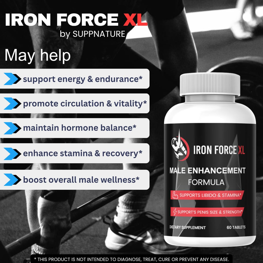SuppNature Iron Force XL Pills for Men, Iron Force XL Supplement Male Support Formula*, 60 Count