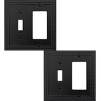 OKAWYC Toggle/Decorator Light Switch Cover Belaire Beaded Metal Wall Plate, 2-Pack Black 2 Gang, for Receptacle Dimmer Switch GFCI Outlet Decorative Wallplate, Durable