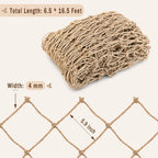 Jute Trellis Netting for Climbing Plants, Heavy Duty Jute Plant Support Net Natural Jute Hemp Rope Net with 5.9 inch Mesh for Climbing Vine Vegetables Cucumber, Tomatoes, Peas (6.5 * 16.5 FT)