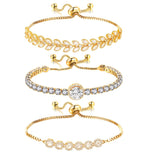 Wovanoo Tennis Bracelet for Women Cubic Zirconia Bracelets Adjustable Slider Bracelets Gold