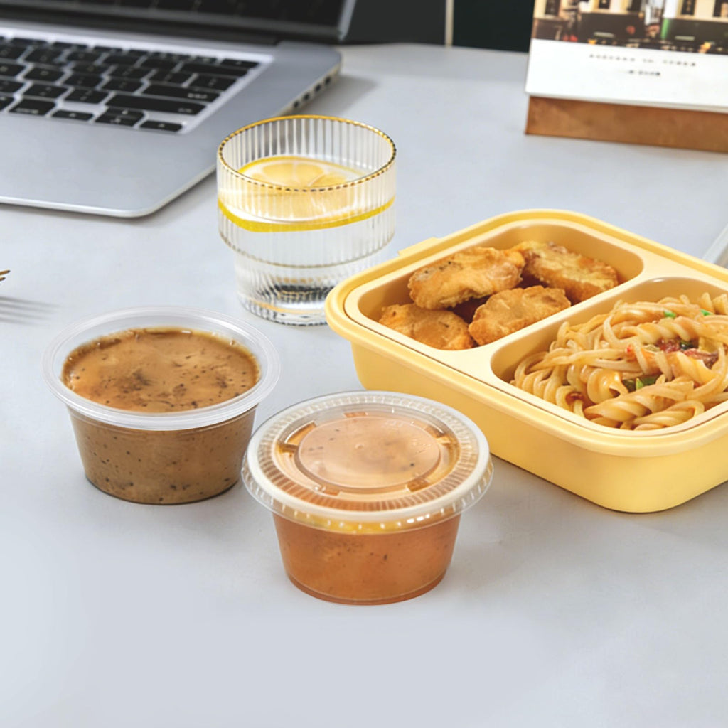 Clawsoff 1000 Sets 2 oz Jello Shot Cups with Lids,Disposable Plastic Portion Cups Bulk,Durable & Leak-proof Clear Portion Containers for Sauces, Dressings & Samples