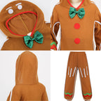 yolsun Children Gingerbread Man Costume Christmas Outfit Funny Cosplay Hooded Clothes(8-9 Years,Brown)