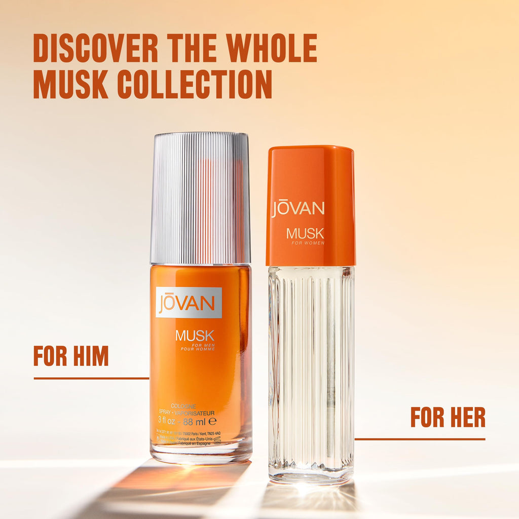 Jovan Musk for Women Eau de Cologne Spray 2 fl oz (Pack of 1), Notes of Jasmine, Amber, and Neroli, Women's Fragrance, Long Lasting, Everyday Fragrance, Travel Size