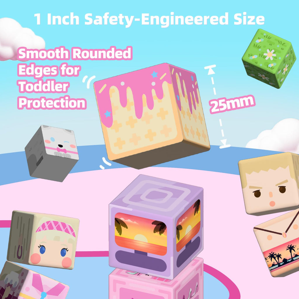 GobiDex 100PCS Magnetic Blocks Princess Building Toys for Girls 3+, Magnet Pink Castle STEM Sensory Playsets for Toddler Kids Birthday Gifts