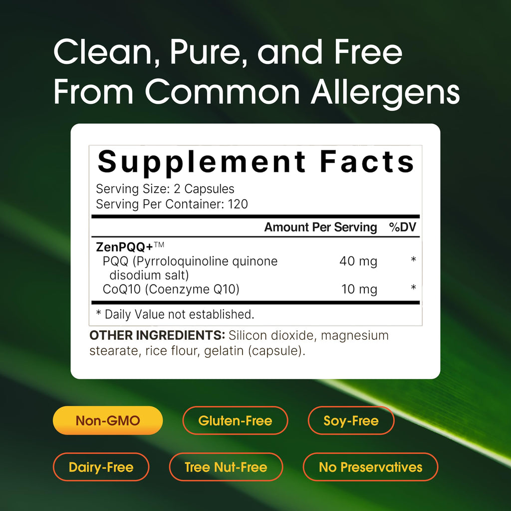 NatureBell PQQ with CoQ10-240 Capsules - 40mg Active PQQ with 10mg Coenzyme Q10 - Cellular Energy & Cognitive Function Support - Antioxidant Nutrients for Heart & Brain Health*