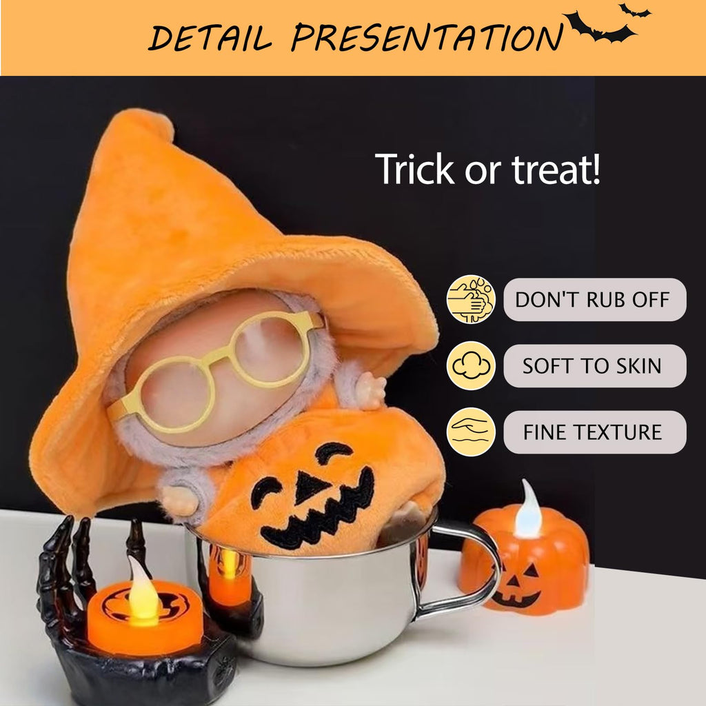 Zimomo Clothes for Labubu Dolls - Cute Outfit for 6.7 Inch (17cm) 1-Piece Costume Accessory, (Doll Not Included) - Perfect for Collectors and Dress-Up (Halloween Pumpkin Set B)