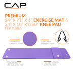 CAP Barbell Yoga Mat 1/2" Thick with Carrying Strap & Knee Pad - High Density Exercise Mat for Yoga, Pilates, Stretching, Floor & Fitness Workouts - 71''x24''x1/2" | Purple