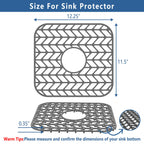 AWOKE Silicone Sink Protectors for Kitchen Sink, 12" x 11" Mat for bottom of sink, Center Drain Hole, Protect from Stains, Scratches, Dishwasher Safe Grid for Kitchen (2 Pack, Gray)