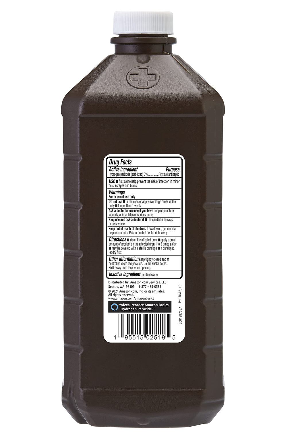 Amazon Basics Hydrogen Peroxide Topical Solution USP, First Aid Antiseptic for Cuts, Scrapes and Burns, 32 fl oz, 6-Pack