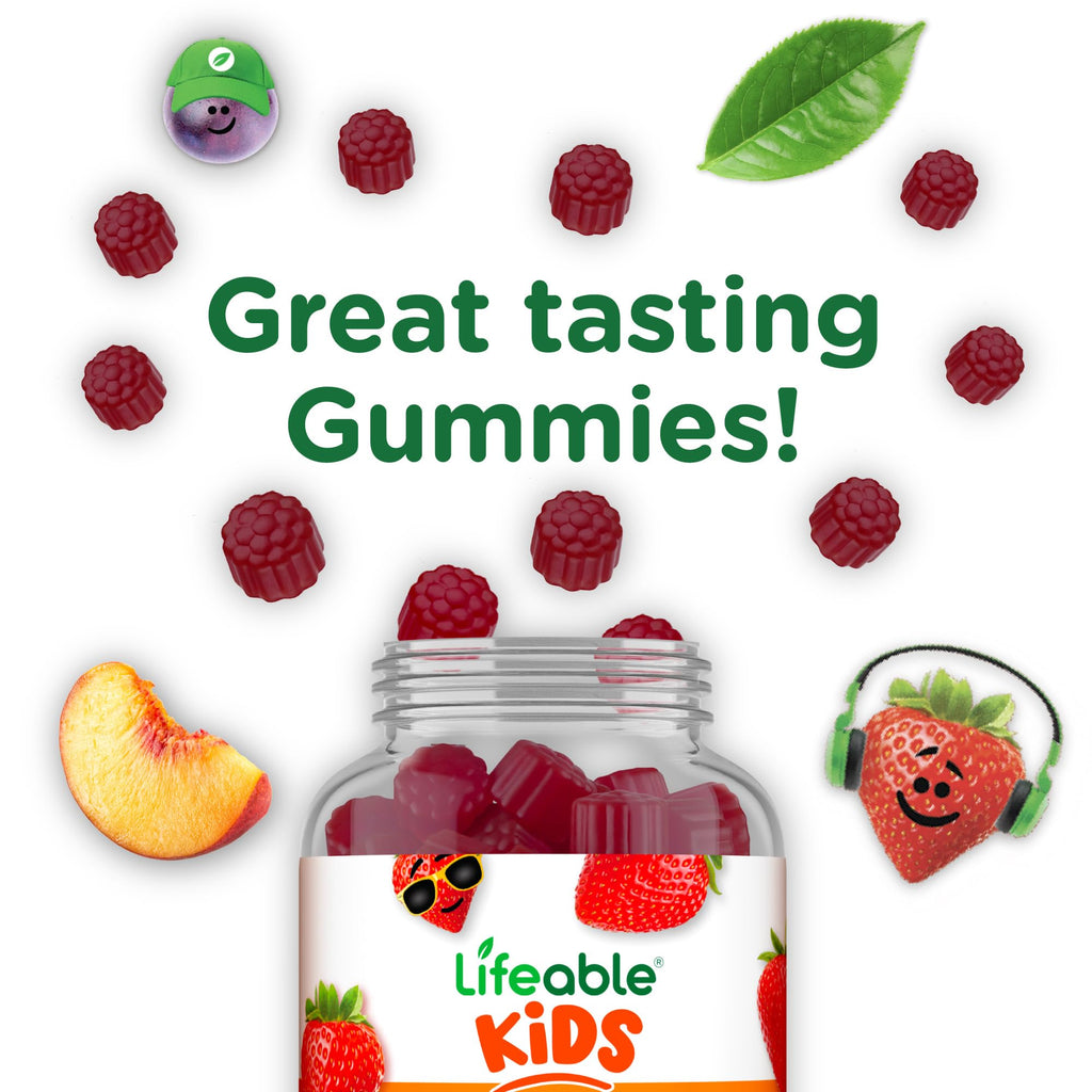 Lifeable Kids Vitamin D3 K2 Gummies | 500iu D3 and K2 100mcg | Great Tasting D3 and K2 Supplements | for Bone Health and Immunity | VIT D3 K2 for Kids | 60 Gummies