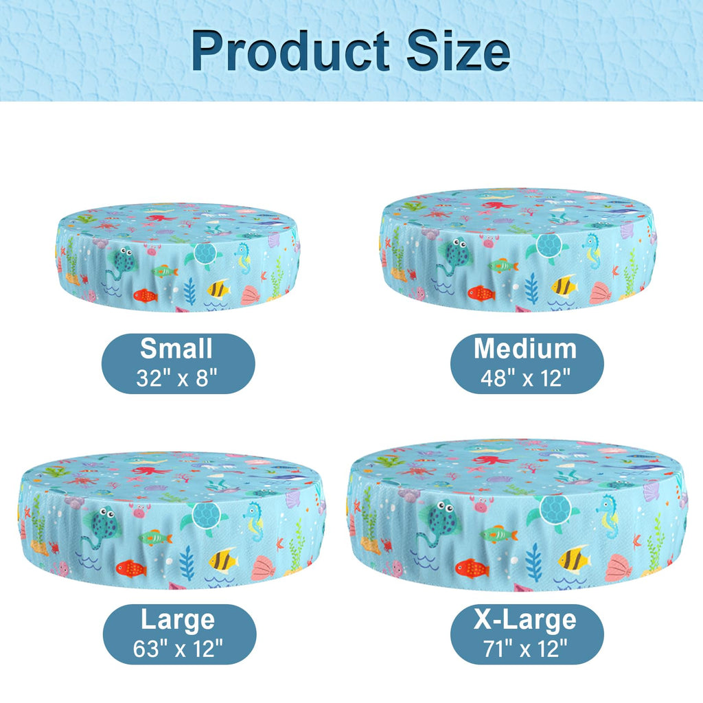 Docuwee Round Pool Cover 63"(5 Ft), Foldable Kiddie Solar Cover Fit Dog Swimming Pool, Pets Kids Bath Tub, Anti-UV Dustproof Safety Pool Cover with Cute Ocean Animals Pattern