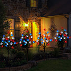 Solar 4th of July Decorations Outdoor Lights, 4-in-1 8 Modes Red White and Blue Star Stake Lights, Waterproof Solar Patriotic Decorations Outdoor for Fouth of July Memorial Day Yard Pathway Grave