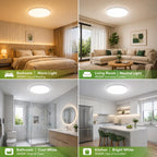 zemty 6Pack 12-Inch LED Flush Mount Ceiling Lights, 24W 3200Lumens 5 CCT Adjustable (3000K-6500K), Round Bright Light Fixture for Bedroom Kitchen Bathroom Hallway Closet(White)
