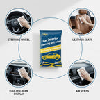 Car Cleaning Wipes, Multipurpose Vehicle Interior Surface Wipes, Soft Disposable Cleaning Cloth for Car Dashboard Seat Door Panel Glass Dust & Stain Removal