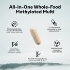 Wild Methylated Multivitamin for Women & Men | Daily Multi Vitamin | MTHFR Supplement Without Iron | Methylated B12, Folate, Vitamin C, A, K2, D, E, Choline, Biotin, ALA, CoQ10 & More (60 Capsules)