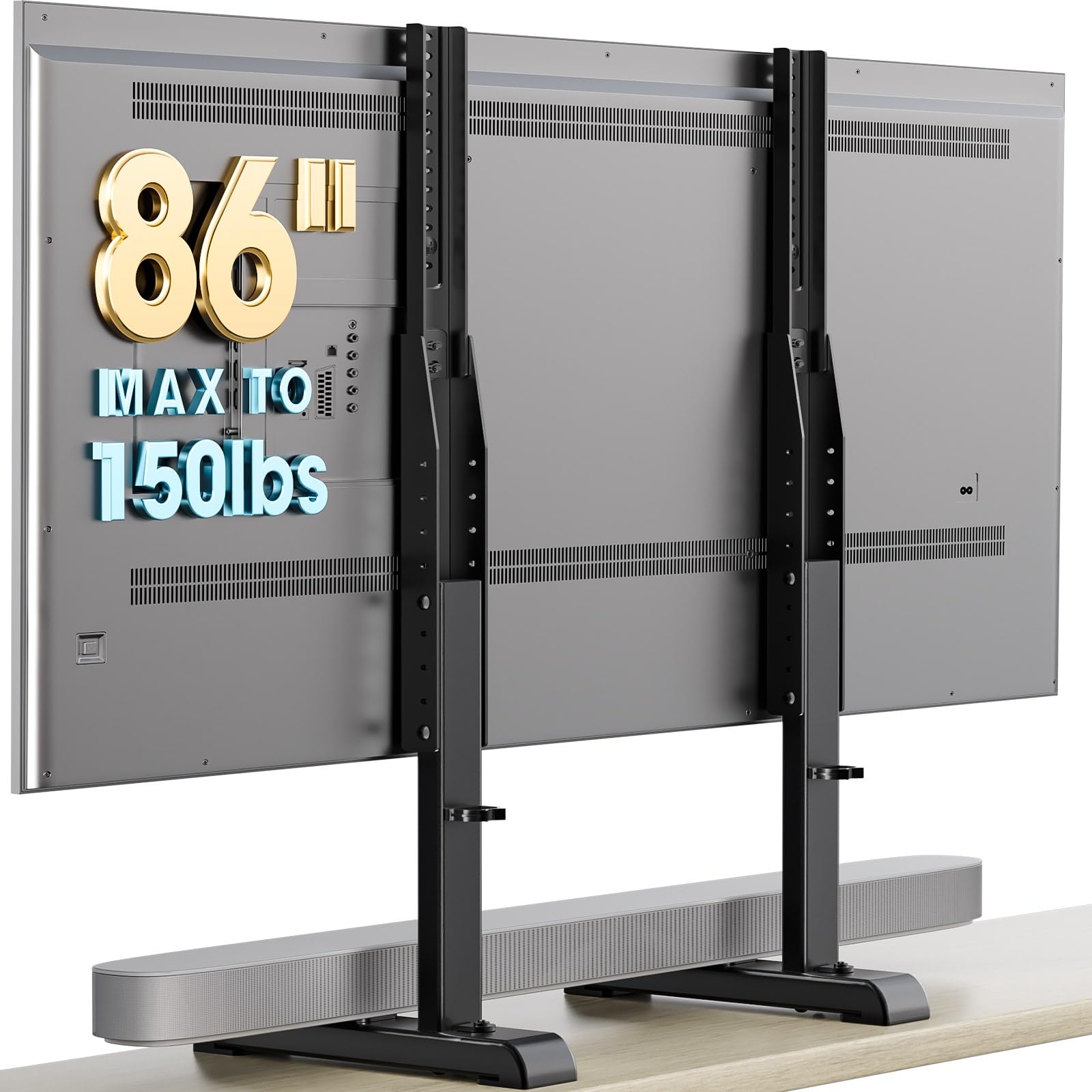Universal Table Top TV Stand Base Replacement for Most 24 to 86 Inch LCD LED TVs, 7 Height Adjustable TV Legs with Cable Management Hold up to 68kg, Max VESA 800x600mm, Black AX10TB01