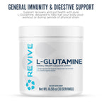 Revive MD Gut L-Glutamine Powder - Muscle Recovery & Immune Support Supplement for Adults - Promotes Digestive Health, Reduces Muscle Soreness & Supports Immunity - Vegan (90 Servings)