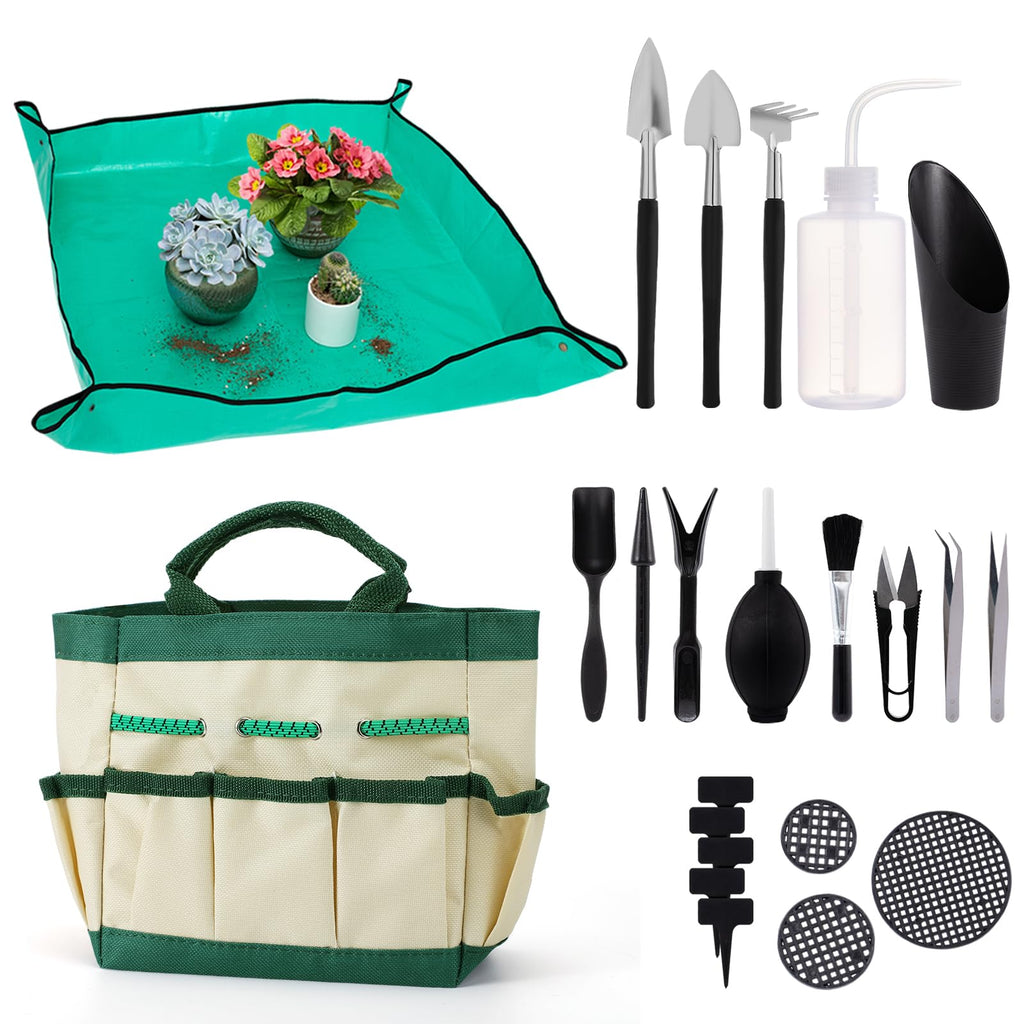 ANPHSIN 44pcs Small Gardening Tools Gifts for Women Beginners, Green