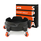 SPTA Bucket Dolly with 5 Wheels, Car Wash Bucket Roller, Easy Push Rolling Barrel Dolly System for Washing, Waxing, Removable Bucket Mover, Polishing Car Accessories Black