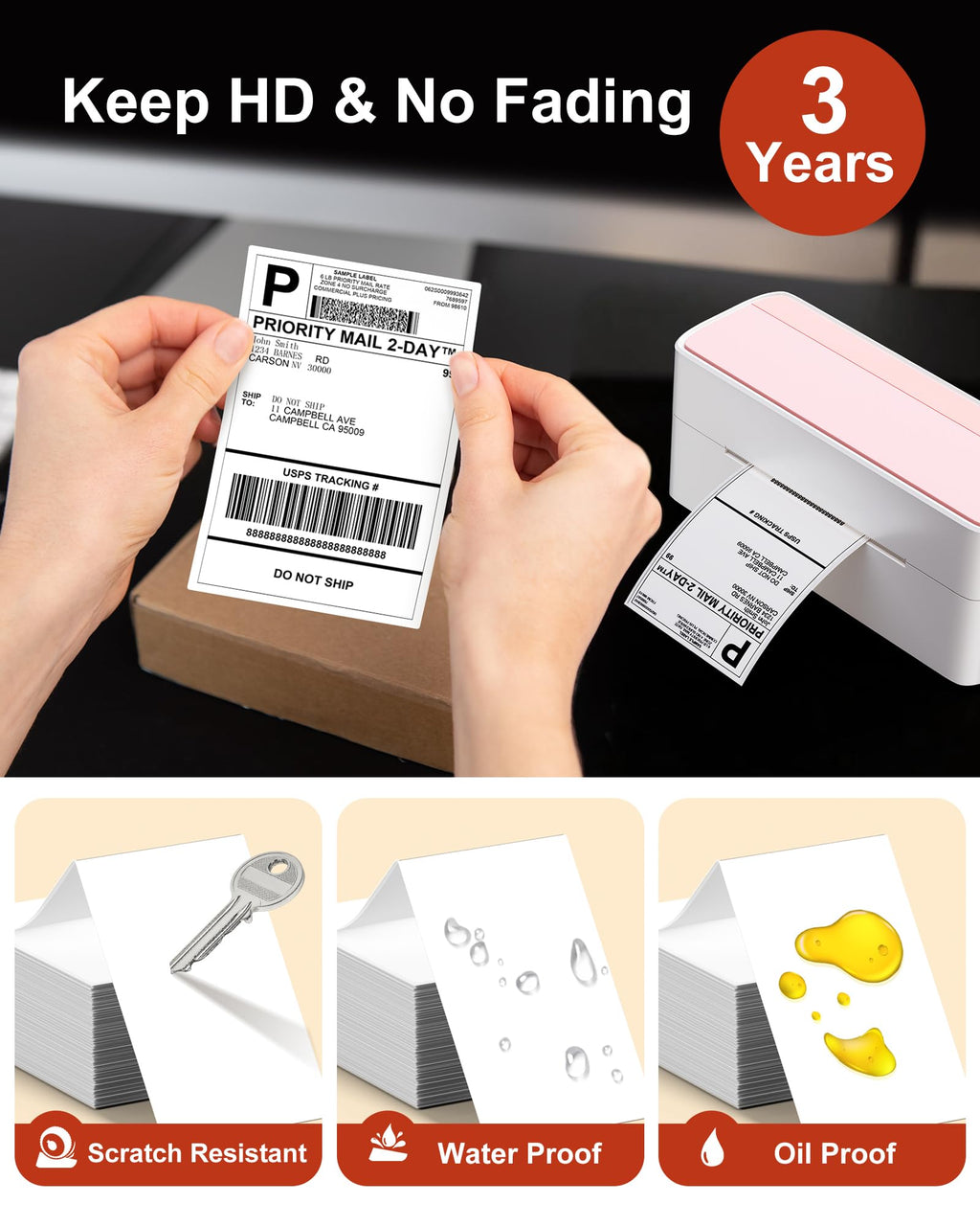 Phomemo 4x6 Thermal Shipping Labels 500 PCS Fanfold Labels for Address Mail