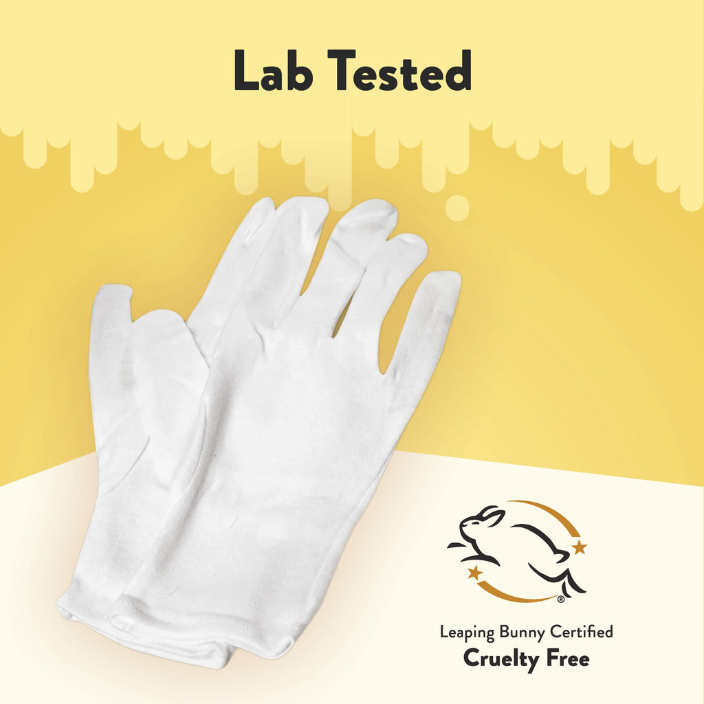 ECZEMA HONEY Premium 100% Cotton Gloves - Washable & Reusable Overnight Dry Hands Treatment - White Cotton Gloves for Eczema (24 Pairs)
