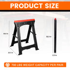 ZYJOYY Saw Horses 2 Pack, Folding Plastic Sawhorse, 700 LBS/Pair Capacity, 2.3" Folded for Easy Carry & Storage
