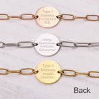 Medical Alert ID Bracelet for Women, Gold Silver Rose Paperclip Adjustable