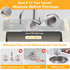 24'' Folding Faucet Mat for Kitchen Sink Splash Guard[7° Slope Fast Self-draining][Snap Lock Fit] Kitchen Sink Faucet Mat Splash Guard Kitchen Sink Area Water Splash Guard Behind Faucet Draining Mat