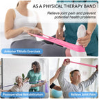 5 Pcs Resistance Bands for Working Out Women and Men, Physical Therapy Bands, Latex Free Elastic and Exercise Bands Set for Stretching, Suitable for Rehab, Yoga, Pilates, Gym, Home Exercise (Pink)