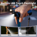 HEALTHBAZAAR Walking Cane for Men & Women with LED Light - Self Standing Pivot Cane, Adjustable, Lightweight, Folding Walking Sticks for Seniors & Adults with Wrist Strap, Travel Bag
