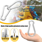 60PCS 3" Heavy Duty Spring Snap Hook, M8 5/16" Galvanized Steel Snap Hook Carabiner Quick Link Carabiner Clip, 500LBS Holding Capacity Quick Link Keychain for Swing Hammock Gym Outdoor