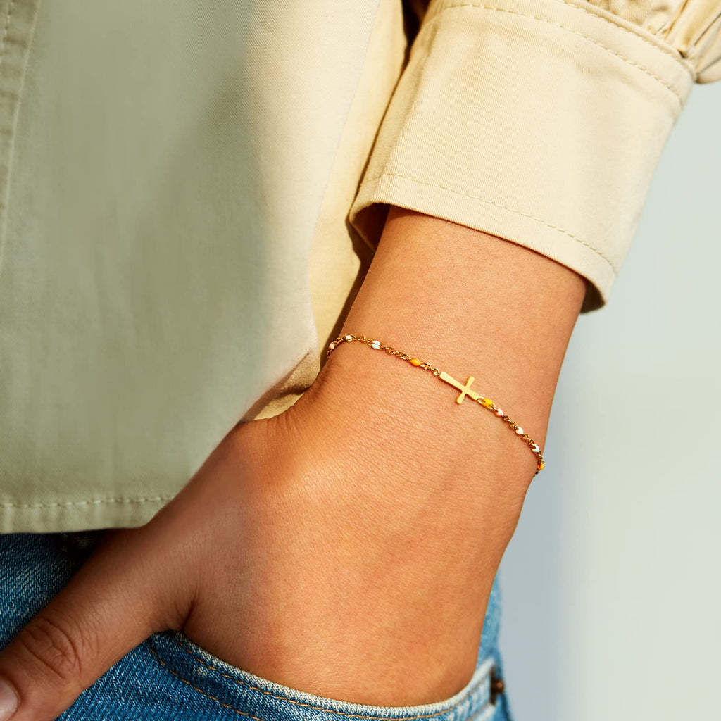 STORYJEWELLERY Friendship Bracelets, Friend Gifts for Women, Bestie Bracelets, Friend Birthday Gifts for Women, BFF Gift, Friendship Jewelry, Cross Bracelet