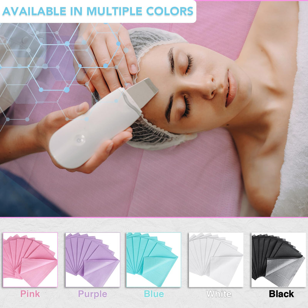 320 Pack Disposable Dental Bibs 13"x18", 3-Ply Waterproof Tattoo Bibs Sheet for Nail Salon, Dental Clinic, Feeding, Tattoo Shop (Pink)
