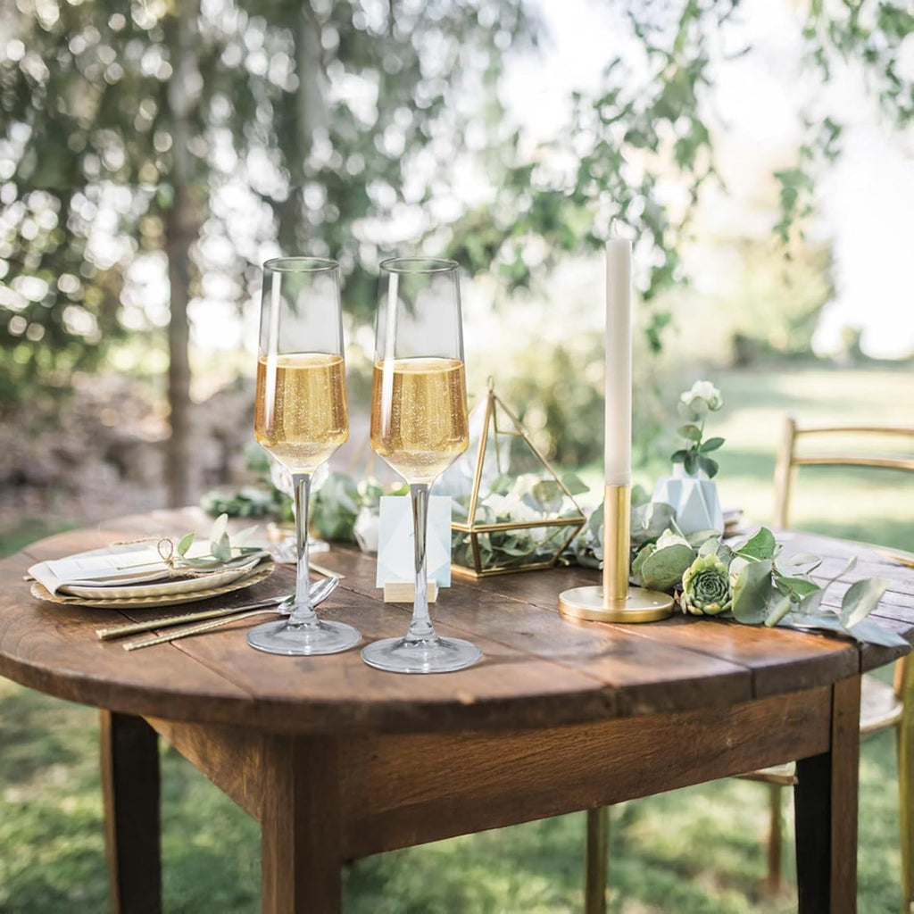 PARACITY Champagne Glasses Set of 2: Clear Glass Champagne Flutes, 8.5 oz