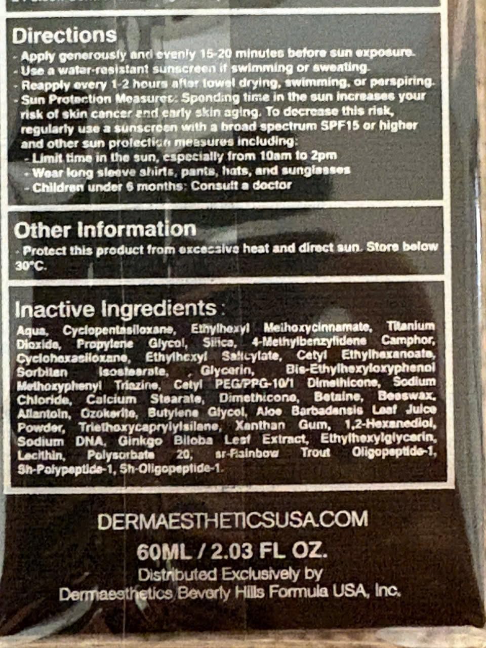 DERMAESTHETICS SPF 47 Sun Protection/UV SHIELD/Repair sun damage! 2FL OZ. MADE IN USA
